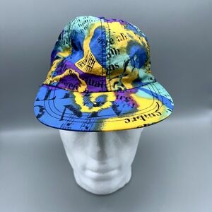 Vintage Reebok Hat Cap Colorful All Over Print Music 80s Retro Funky Stretch